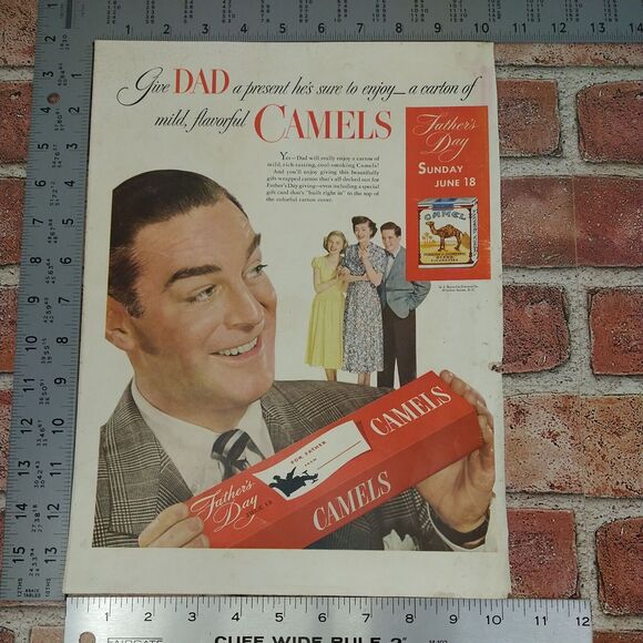 1950 Camel Cigarettes Vtg Magazine Print Ad Dad Holding Gift Carton Tobacco - Picture 6 of 12